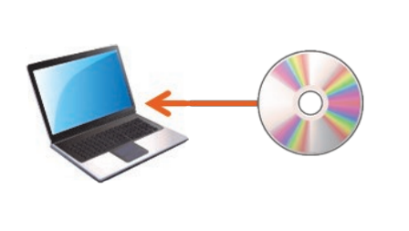 パソコンとCD-ROMのイラスト